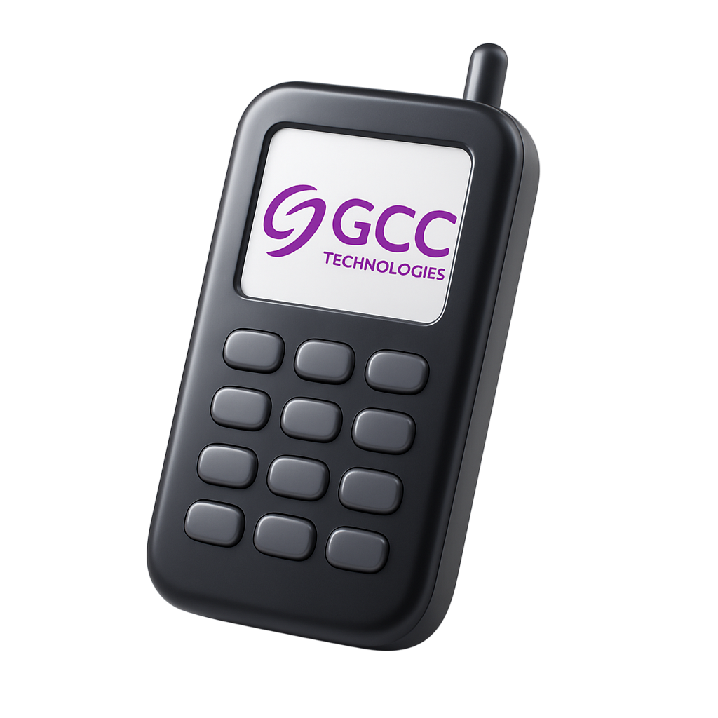 Mobile phone by GCC Technologies, highlighting their digital marketing services in Dubai.