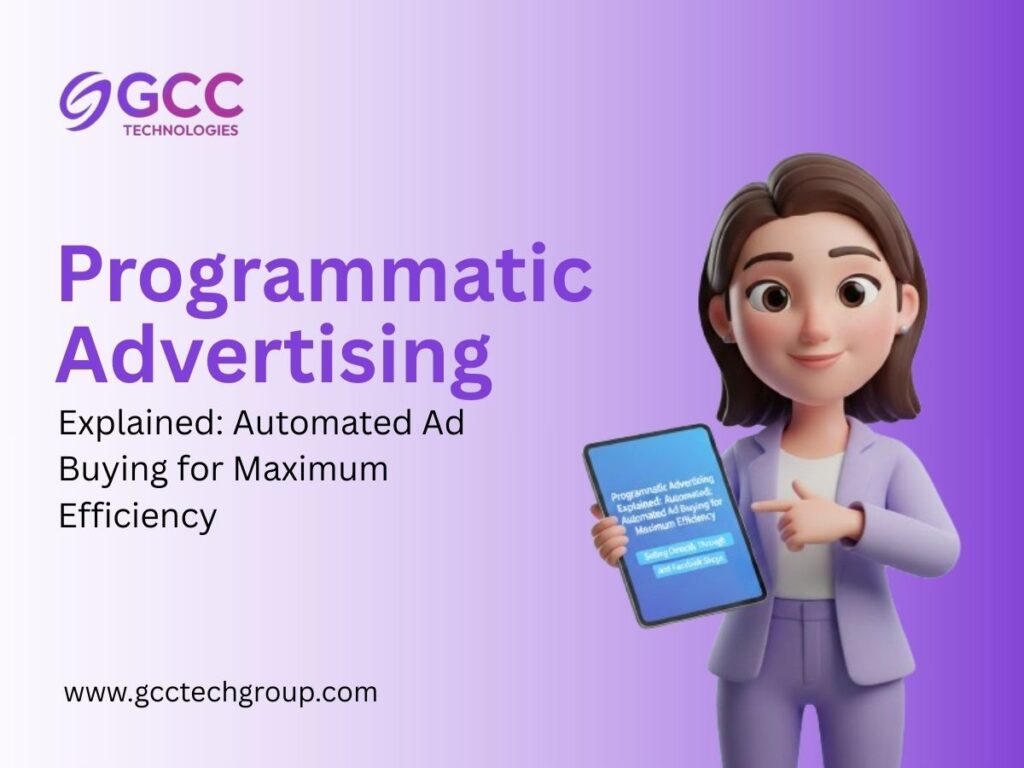 Programmatic advertising strategy showing automated digital ad buying and real-time bidding across platforms